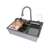 Мойка многофункциональная Mixxus MH7546-SET-06 DECOR NANO-BLACK со встроенным смесителем (MX9576) Мойка многофункциональная Mixxus MH7546-SET-06 DECOR NANO-BLACK со встроенным смесителем (MX9576)