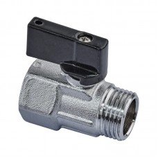 Кран кульовий МІНІ, Roho R380-050 - 1/2" ВЗ ручка "метелик" чорна (RO0246)