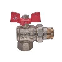 Кран шаровой с американкой Nolf classic NFC.941-08-3/4" FM угловой, ГШБ ручка "бабочка" красная (NF