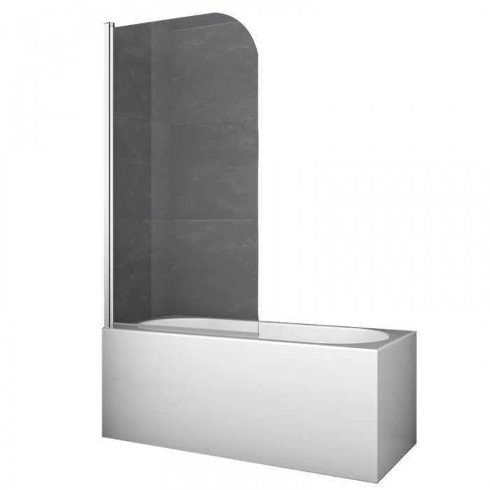 Шторки стеклянные на ванну Koer SR BS01-80x140-TR-01 прозрачное стекло 6мм, хром (KR5400)