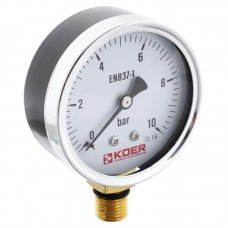 Манометр радиальный KOER KM.610R D 63мм (0-10 bar) 1/4''-1/2'' (KR2902)