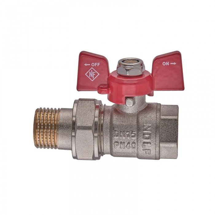 Кран с американкой Nolf classic NFC.921-06-1/2" FM ГШБ, ручка "бабочка" красная (NF3150)