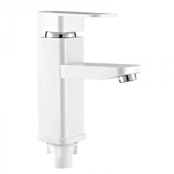 Смеситель для умывальника Plamix Kub-001 White (с подводкой) (PM0611) Смеситель для умывальника Plamix Kub-001 White (с подводкой) (PM0611)