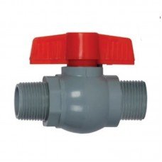 Кран шаровой PLAMIX PVN-1/2" MM PVC, ручка "бабочка" (grey+red) (PM0704)
