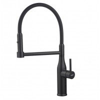 Змішувач для кухні Koer KI-70005-05 з чорним силіконовим виливом (нерж. сталь) (KR5005)