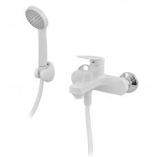 Смеситель для ванны Plamix Lucas-009 EURO SET White со шлангом, лейкой и кронштейном (PM0708) Смеситель для ванны Plamix Lucas-009 EURO SET White со шлангом, лейкой и кронштейном (PM0708)
