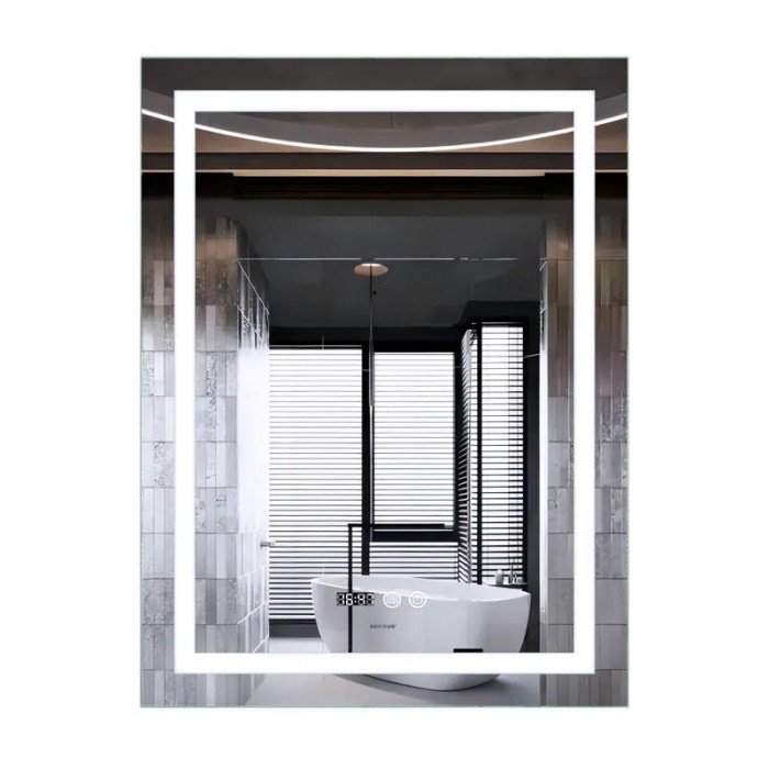 Зеркало Mixxus Premium FLASH MR21-60x80 с Led Touch, Anti-fog, димером, регулятором яркости, часами