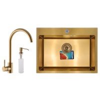 Набір Mixxus SET-6045-200x1.0-PVD-Gold (мийка + змішувач + диспенсер) (MX0589) Набір Mixxus SET-6045-200x1.0-PVD-Gold (мийка + змішувач + диспенсер) (MX0589)