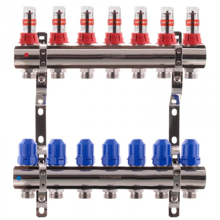 Коллекторный блок с расходомерами Koer KR.1110-07 1”x7 ways (KR2644) Коллекторный блок с расходомерами Koer KR.1110-07 1”x7 ways (KR2644)