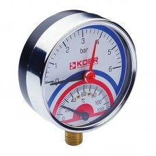Термо-манометр радіальний (KOER KM.821R) (0-6 bar), D 80мм, 1/4''-1/2'' (KR0214)