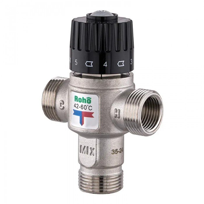 Клапан змішувальний Roho R1208-075 - 3/4" ЗР термостатичний (42-60*C) (RO1023)