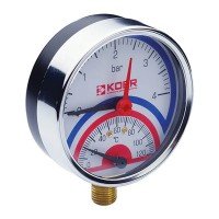 Термо-манометр радиальный (KOER KM.821R) (0-4 bar), D 80мм, 1/4''-1/2'' (KR0213) Термо-манометр радиальный (KOER KM.821R) (0-4 bar), D 80мм, 1/4''-1/2'' (KR0213)