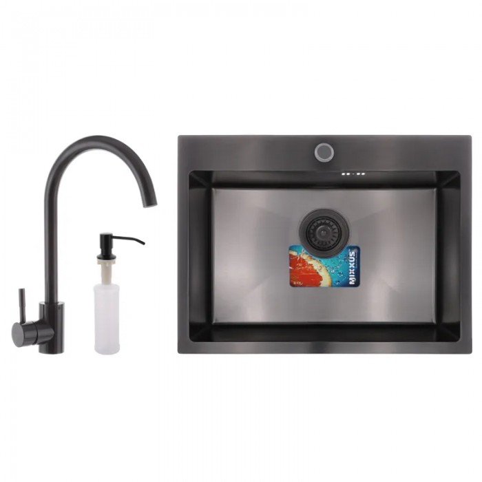 Набор Mixxus SET-6045-200x1.0-PVD (мойка+смеситель+диспенсер) (MX0587) Набор Mixxus SET-6045-200x1.0-PVD (мойка+смеситель+диспенсер) (MX0587)