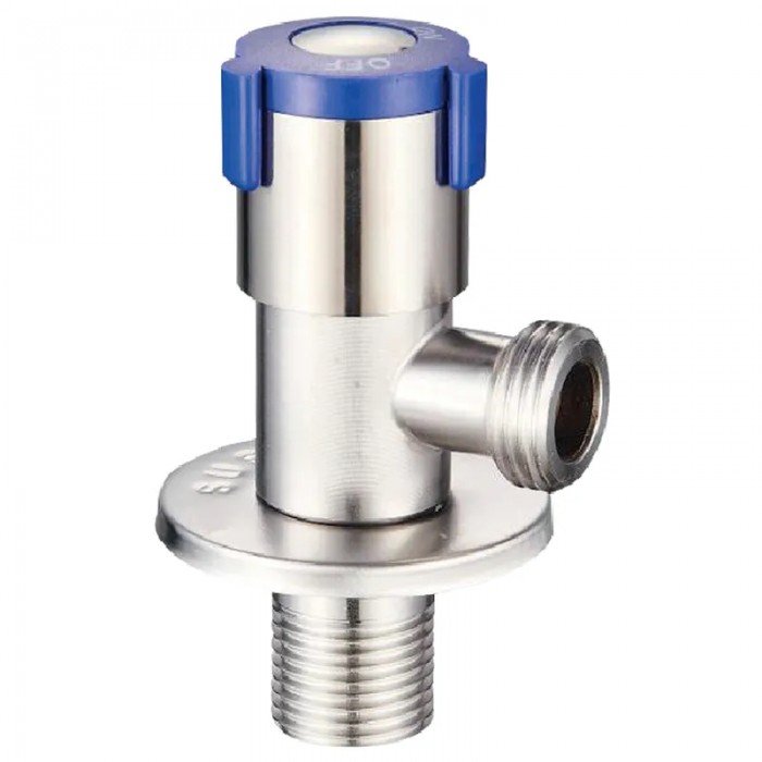 Кран для подключения сантехприборов Zerix VAL-06-1/2x1/2 из нерж.стали SUS304 (синий) (ZX5099) Кран для подключения сантехприборов Zerix VAL-06-1/2x1/2 из нерж.стали SUS304 (синий) (ZX5099)