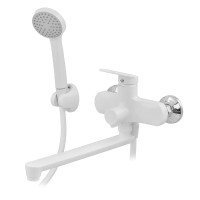 Смеситель для ванны Plamix Lucas-006 EURO SET White со шлангом, лейкой и кронштейном (PM0709) Смеситель для ванны Plamix Lucas-006 EURO SET White со шлангом, лейкой и кронштейном (PM0709)