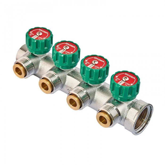 Коллектор вентильный с адаптером Koer KR.1127-4 - 1"x4 - 3/4 Ways (евроконус-плоскость) (KR4948) Коллектор вентильный с адаптером Koer KR.1127-4 - 1"x4 - 3/4 Ways (евроконус-плоскость) (KR4948)