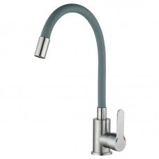 Кухонный смеситель с серым силиконовым изливом Zerix DAX-011 Refl.Gray (нерж. сталь) (ZX4819)