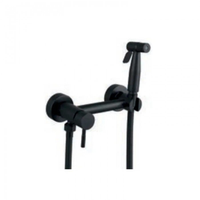 Смеситель настенный с гигиеническим душем Zerix SUS-222 Black с нерж. стали (ZX5560)