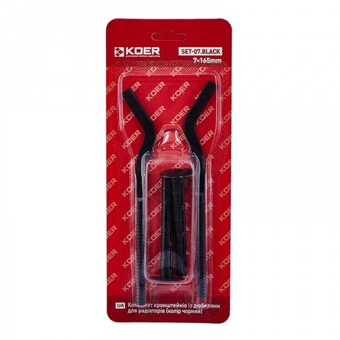 Комплект кронштейнов Koer SET-07.Black 7x165mm с дюбелями для радиаторов (кол. черный)  (KR5189) Комплект кронштейнов Koer SET-07.Black 7x165mm с дюбелями для радиаторов (кол. черный)  (KR5189)