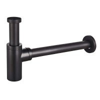 Сифон для раковини Champion SIPHON-02 BLACK без випуску (під донний клапан) без ревізії (Колір чорний) 1 1/4'' (CH0369)