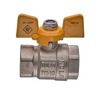 Кран шаровой Nolf classic NFC.712-08-3/4" FF ГГБ YELLOW, ручка "бабочка" желтая (NF3135)