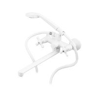 Смеситель для ванны Plamix Pablo -140 EURO SET White (со шлангом и лейкой) (PM0670) Смеситель для ванны Plamix Pablo -140 EURO SET White (со шлангом и лейкой) (PM0670)