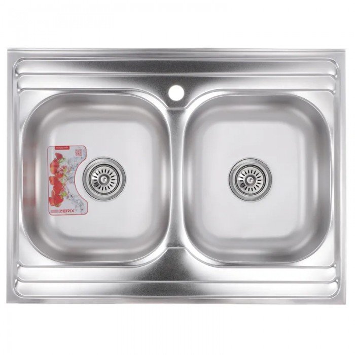 Кухонная мойка накладная Zerix Z8060B-08-180E (Satin) (ZX1620) Кухонная мойка накладная Zerix Z8060B-08-180E (Satin) (ZX1620)