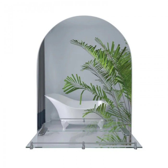 Зеркало настенное Zerix LAGUNA MRZ03-50x70x11 прямоугольное с дугообразным верхом и полкой (ZX5622)