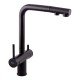 Смеситель кухонный на две воды Zerix LUX-024 Black с выдвижной лейкой (нерж. сталь) (ZX5556)