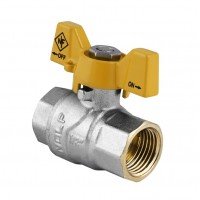 Кран кульовий Nolf NF.712 - 1/2" FF ГГМ YELLOW, ручка "метелик" жовта (NF2945)