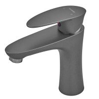 Смеситель для умывальника Plamix CEZAR-001 SET Graphite с подводом (PM0688)