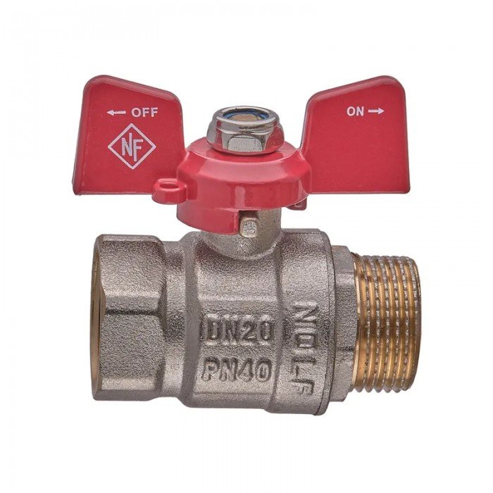 Кран кульовий Nolf classic NFC.721-08-3/4" FM ГШМ, ручка "метелик" червона (NF3127)