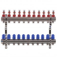 Колекторний блок з витратомірами Koer KR.1110-11 1"x11 ways (KR2648) Колекторний блок з витратомірами Koer KR.1110-11 1"x11 ways (KR2648)