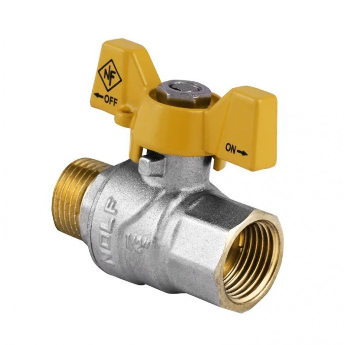 Кран кульовий Nolf NF.722 - 1/2" FM ГШМ YELLOW, ручка "метелик" жовта (NF2951)