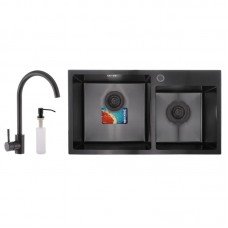 Набор Mixxus SET-7843D-220x1.0-PVD (мойка+смеситель+диспенсер) (MX0585) Набор Mixxus SET-7843D-220x1.0-PVD (мойка+смеситель+диспенсер) (MX0585)