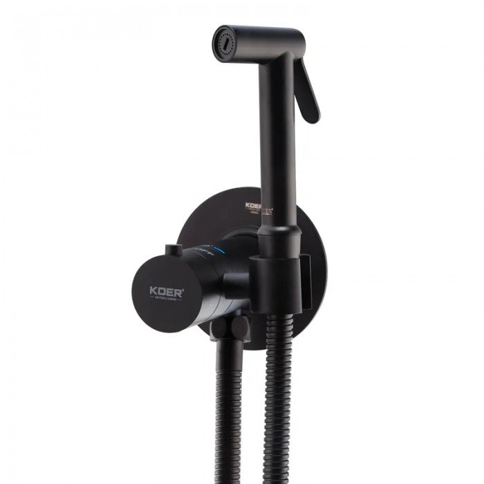 Смеситель для гигиенического душа Koer KB-24029-05 встроенный термостатический, цвет черный (KR5494