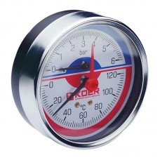 Термо-манометр аксіальний (KOER KM.812A) (0-6 bar), D 80мм, 1/4''-1/2'' (KR0220) Термо-манометр аксіальний (KOER KM.812A) (0-6 bar), D 80мм, 1/4''-1/2'' (KR0220)