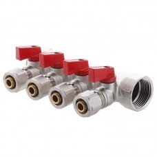 Коллектор с шаровыми кранами и фитингом Koer KR.1126-4 1”x4 ways (KR2840) Коллектор с шаровыми кранами и фитингом Koer KR.1126-4 1”x4 ways (KR2840)