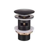 Донный клапан для раковины с переливом Mixxus POP-UP-03 BLACK автоматический (Click-Clack) (Цвет че