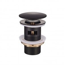 Донний клапан для раковини з переливом Mixxus POP-UP-03 BLACK автоматичний (Click-Clack) (Колір чорний) 1 1/4'' (MI6139)