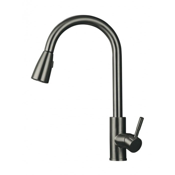 Смеситель для кухни Mixxus SUS-014-B Graphite с выдвижной лейкой из нерж.стали (MI6564)
