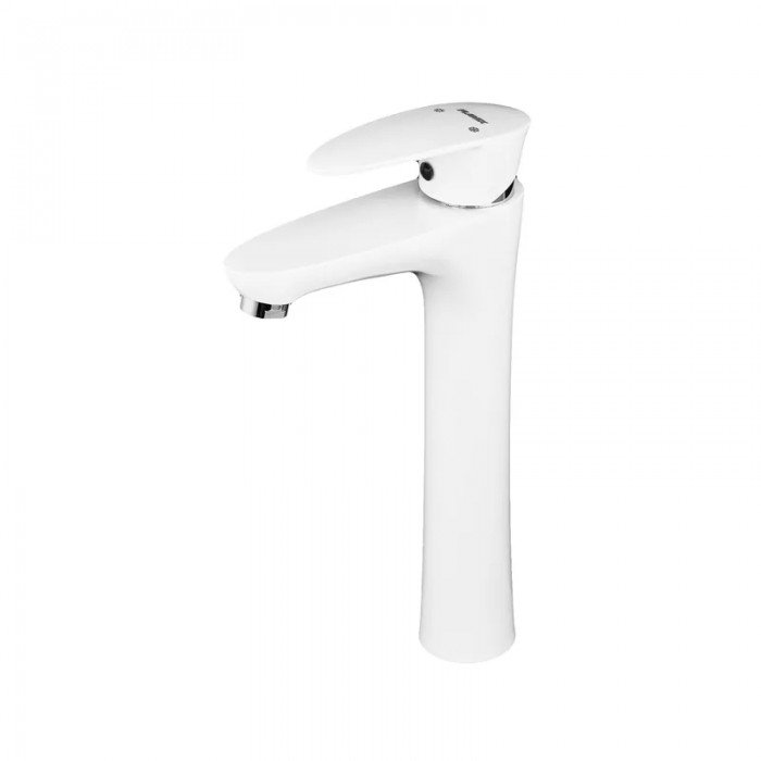 Змішувач для умивальника Plamix Cezar-001 HIGH SET White (з підведенням) (PM0663) Змішувач для умивальника Plamix Cezar-001 HIGH SET White (з підведенням) (PM0663)