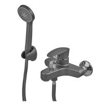 Смеситель для ванны Plamix CEZAR-009 EURO SET Graphite, со шлангом, лейкой и кронштейном (PM0694)