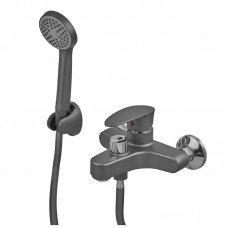 Смеситель для ванны Plamix CEZAR-009 EURO SET Graphite, со шлангом, лейкой и кронштейном (PM0694) Смеситель для ванны Plamix CEZAR-009 EURO SET Graphite, со шлангом, лейкой и кронштейном (PM0694)