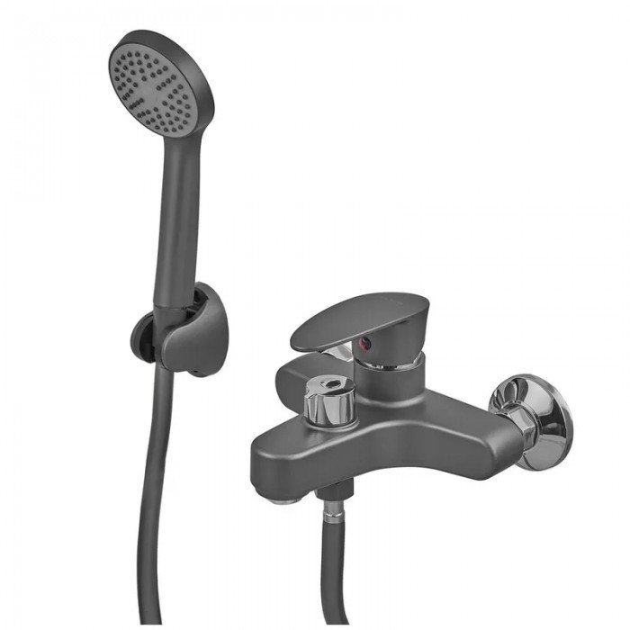 Змішувач для ванни Plamix CEZAR-009 EURO SET Graphite, зі шлангом, лійкою та кронштейном (PM0694) Змішувач для ванни Plamix CEZAR-009 EURO SET Graphite, зі шлангом, лійкою та кронштейном (PM0694)