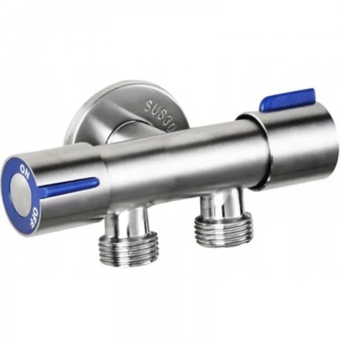Кран для подключения сантехприборов Champion VAL-11-1/2x1/2x1/2 из нержавеющей стали SUS304 (синий) Кран для подключения сантехприборов Champion VAL-11-1/2x1/2x1/2 из нержавеющей стали SUS304 (синий)
