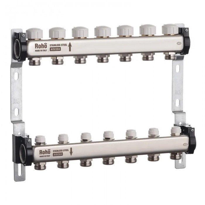 Колектор з термостатичними та запірними клапанами Roho R805-07 - 1"х 7 вих. (RO0061)