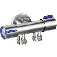 Кран для підключення сантехприладів Mixxus VAL-11-1/2x1/2x1/2 з нержавіючої сталі SUS304 (синій) (MI6811) Кран для підключення сантехприладів Mixxus VAL-11-1/2x1/2x1/2 з нержавіючої сталі SUS304 (синій) (MI6811)
