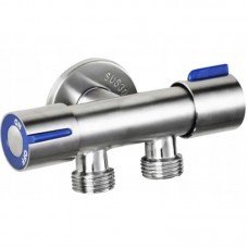 Кран для підключення сантехприладів Mixxus VAL-11-1/2x1/2x1/2 з нержавіючої сталі SUS304 (синій) (MI6811) Кран для підключення сантехприладів Mixxus VAL-11-1/2x1/2x1/2 з нержавіючої сталі SUS304 (синій) (MI6811)