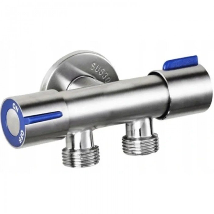 Кран для підключення сантехприладів Mixxus VAL-11-1/2x1/2x1/2 з нержавіючої сталі SUS304 (синій) (MI6811) Кран для підключення сантехприладів Mixxus VAL-11-1/2x1/2x1/2 з нержавіючої сталі SUS304 (синій) (MI6811)